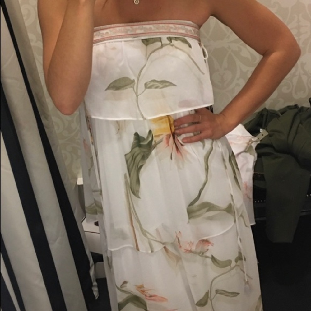 Tiered chiffon maxi dress. Strapless!